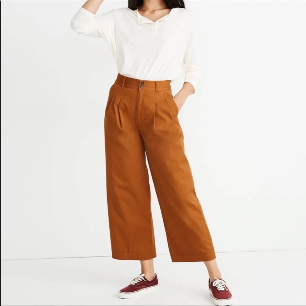 Madewell pleated wide leg pants Burnt Orange